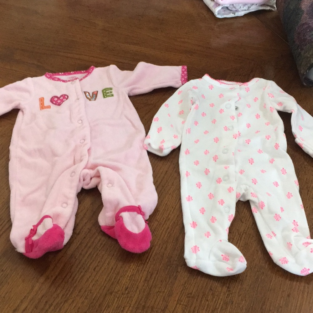 Bundle of two Carters Newborn footsie PJs